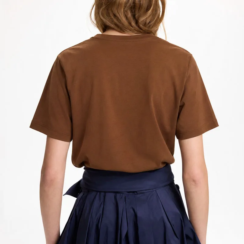 CH Damen-T-Shirt mit CHHC-Stickerei, Rundhalsausschnitt, kurze Ärmel, weiche Baumwolle, lässiges, tägliches Sommer-Top – Detail 3