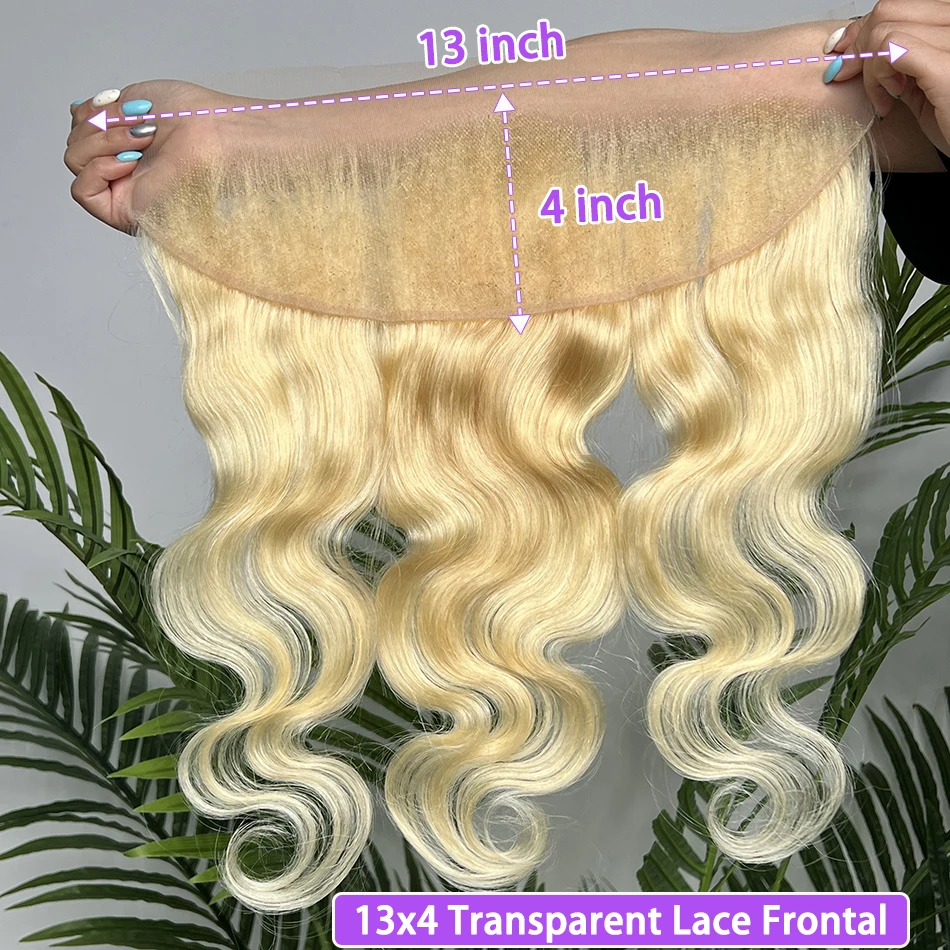 

Body Wave #613 Color 13x4 Transparent Lace Frontal Blonde Human Hair Bleached Knots Invisible Lace 100% Raw Virgin Human Hair