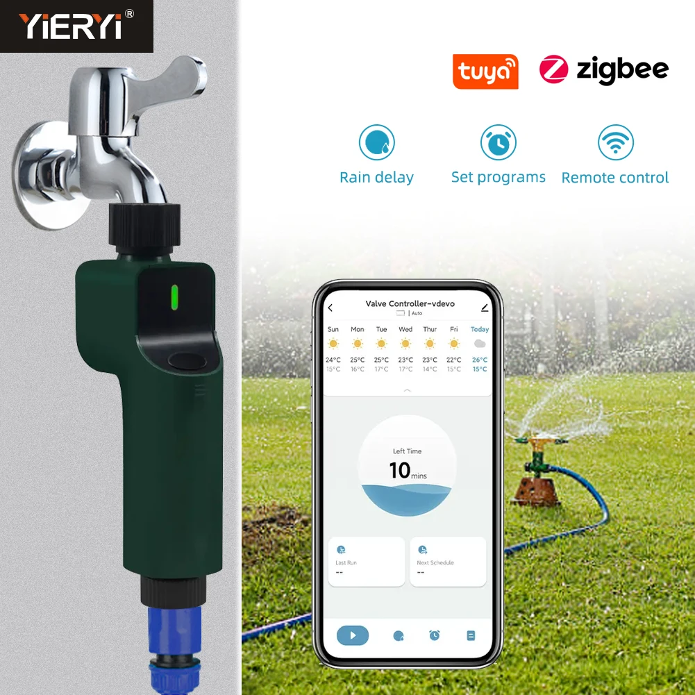 Zigbee Tuya sistema di irrigazione Smart Watering Timer APP irrigatore programmabile con gocciolamento di ritardo della pioggia per giardino