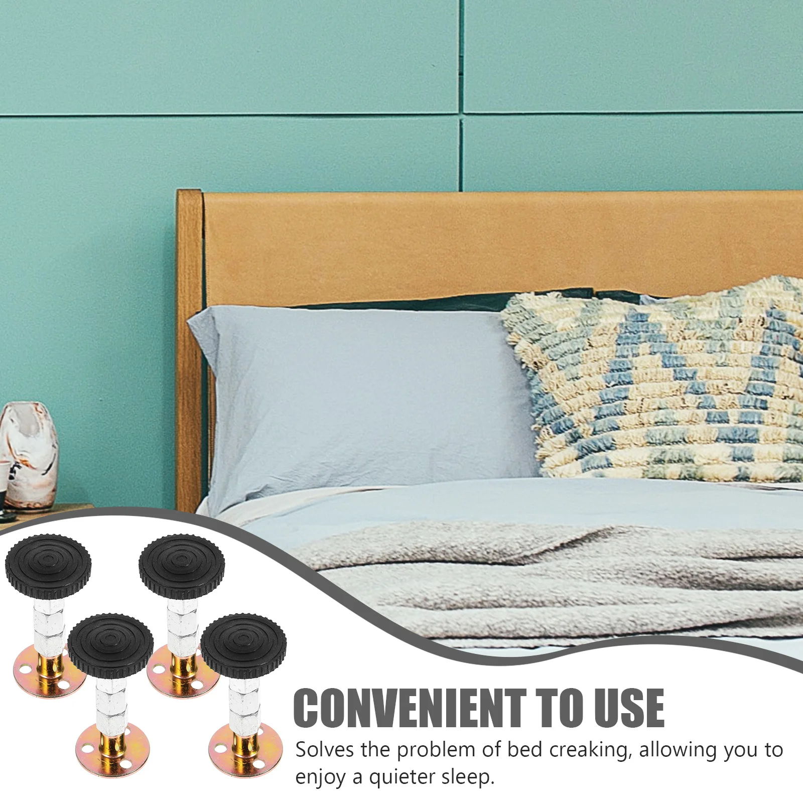 Topes de cama con soporte ajustable, estables, seguros, para el ambiente del sueño, anticolisión, reducción de ruido, 4 Uds.