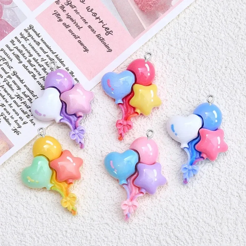10Pcs Flat Back Shiny Heart Balloon Charms