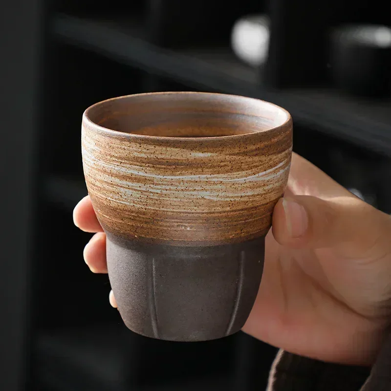 

170M Japanese Style Coarse Pottery Espresso Coffee Cup Vintage Ceramic Kung Fu Tea Cup Home Breakfast Cup