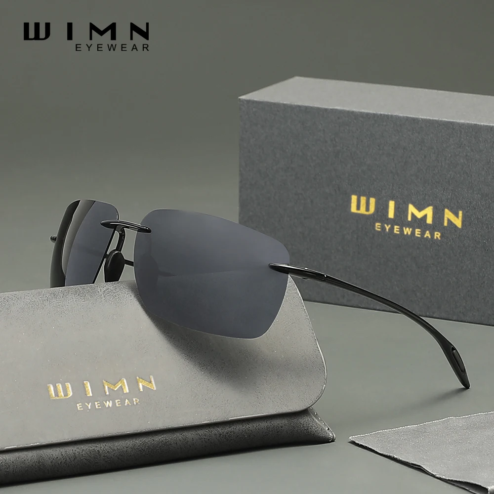 

Прямоугольные безрамные солнцезащитные очки WIMN для мужчин и женщин, сверхлегкие очки для гольфа, поляризационные зеркальные очки с защитой от ультрафиолета UV400
