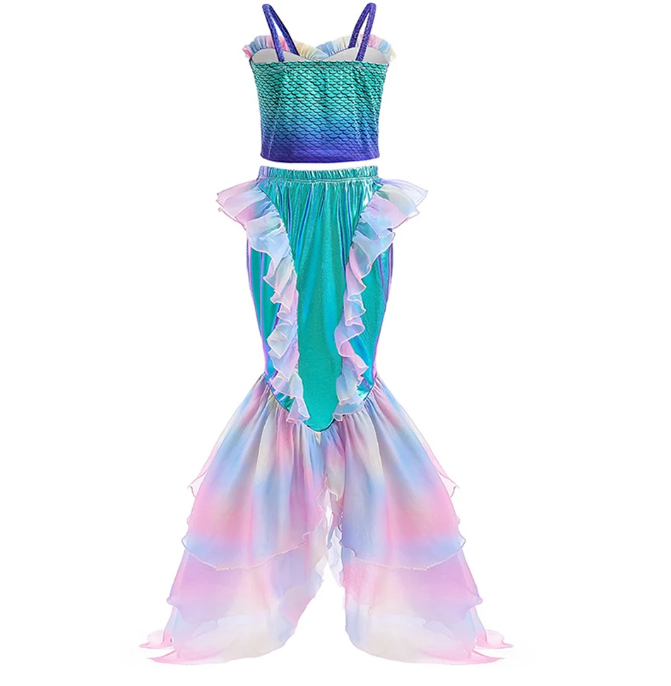 Mermaid Cosplay Costume para meninas, Princess Dress, Ariel, Roupas extravagantes para o Halloween, Carnaval, Festa de aniversário, Roupas de férias para crianças