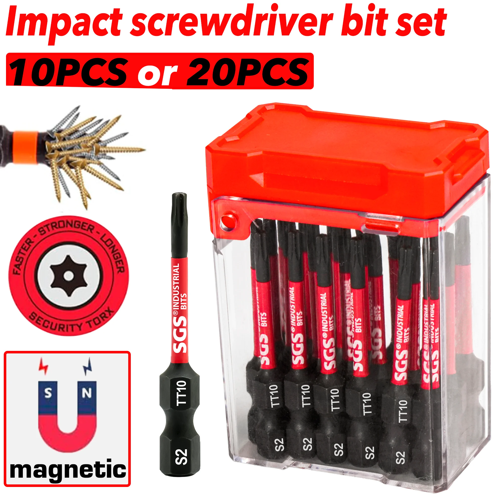 10/20 قطعة لقم مفك براغي Tt10 مضادة للانزلاق ومقاومة للصدمات، مغناطيسية قوية ومقاومة للاهتراء، متوافقة تمامًا مع الأدوات الكهربائية #1