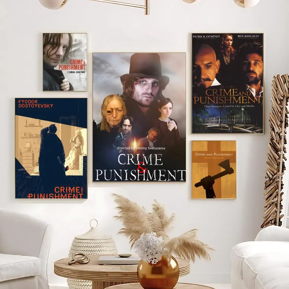 Novel C-Crime and Punishment Poster HD Self-Adhesive Waterproof Frameless Wall Art for Home Office Dorm Bedroom Ideal Gift