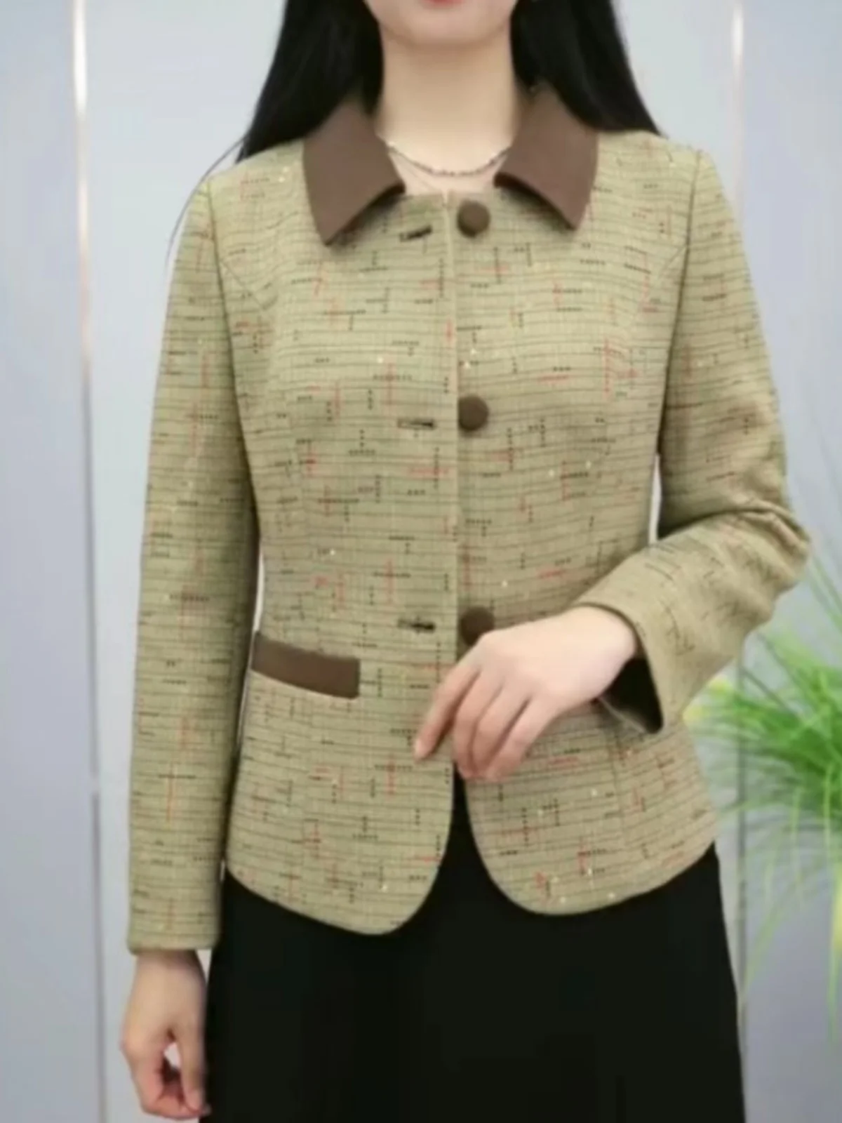 

Модная повседневная верхняя одежда для женщин среднего возраста: универсальный пиджак на весну-осень с эффектом стройности, в стиле «маленькая франция»