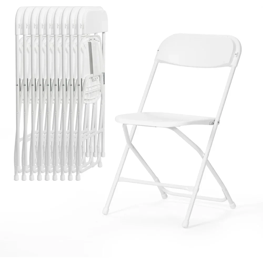 Silla plegable ligera de plástico, asiento cómodo para eventos, color blanco, paquete de 10 unidades