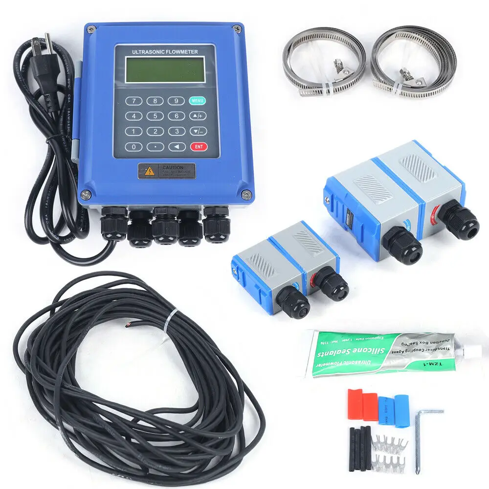 TUF-2000B Ultrasonic Flow Meter&Transducer Digital Wall Mounted Liquid Flowmeter TM-1 & TS-2 Sensor