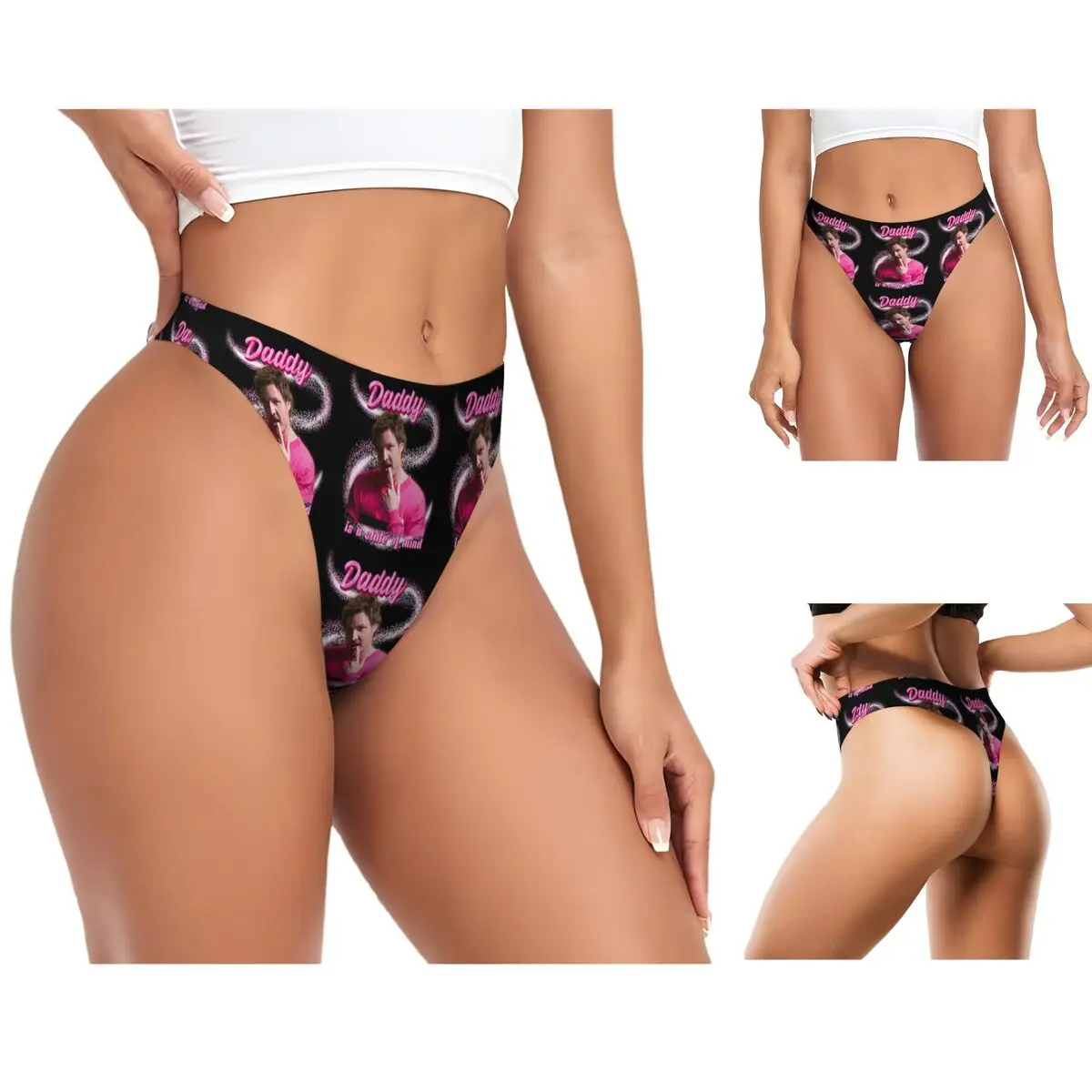 calcinhas-g-string-personalizadas-pedro-pascal-coracao-sagrado-respiraveis-confortaveis-e-elasticas-para-mulheres