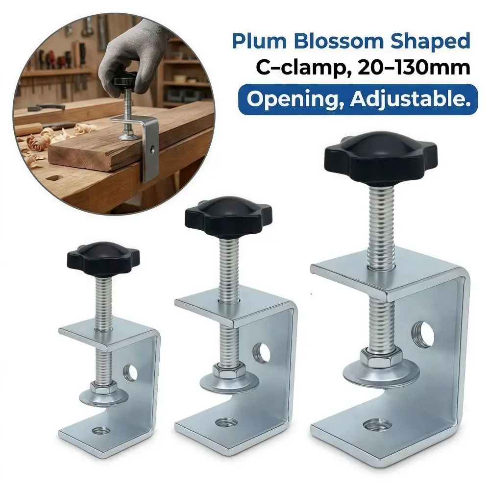 Plum Blossom Shaped C-clamp Hand-twisting 20-130mm Opening Square Clamp Adjustable Sturdy Fixed Holder Clip Hardware Fasteners