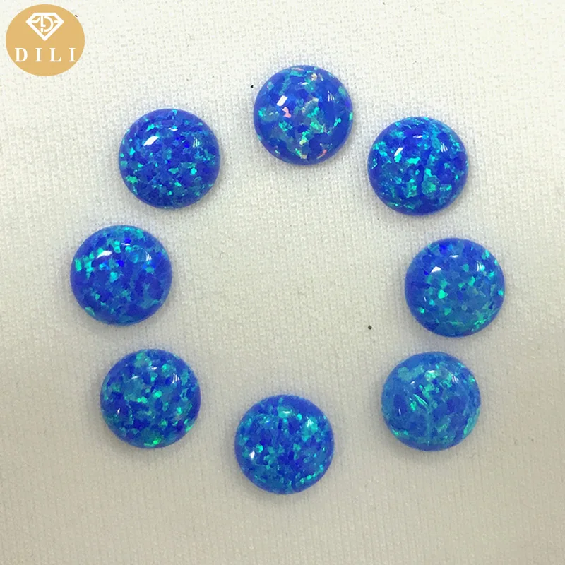 

100pcs/Lot 1.25mm-10mm OP05 Blue Synthetic Opal Beads Round Cabochon Stone Loose Opal Gemstone For Rings Earrings Necklaces