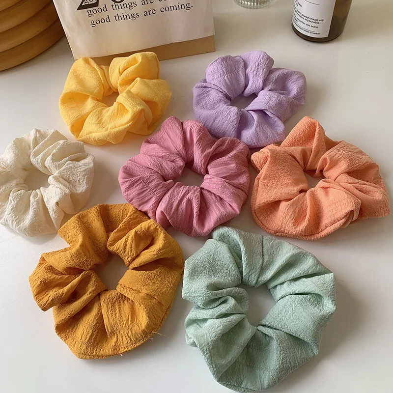 Satin Solid HairBands for Women Girls Elastic Scrunchies Rubber Headband Ponytail-holders Hair Accessories Pure Color Hair Rope