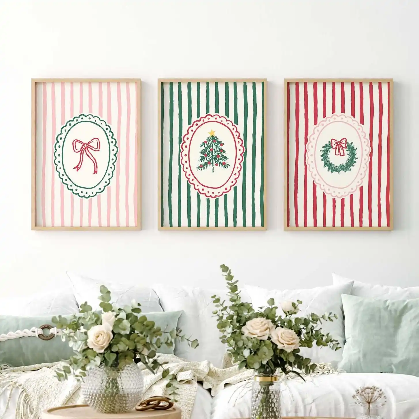 1/3pcs Whimsical Christmas Canvas Wall Art Posters Unframed Trendy Christmas Prints, Classic Holiday Wall Decor Christmas Poster
