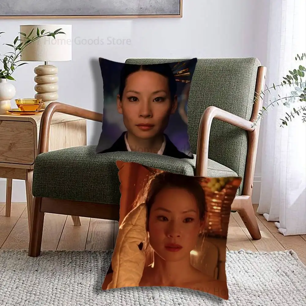 Actress L-Lucy Liu HD Kill Bill Print Throw Pillow Cover Square Cushion Case for Living Room Bedroom Decor