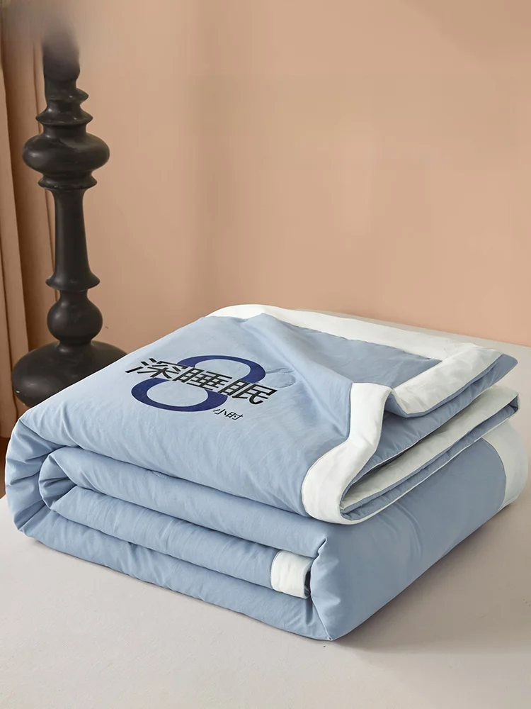 Washable Soy Fiber Summer Quilt Lightweight Air Conditioned Single/Dual Person Core Summer Quilt Breathable Comforter