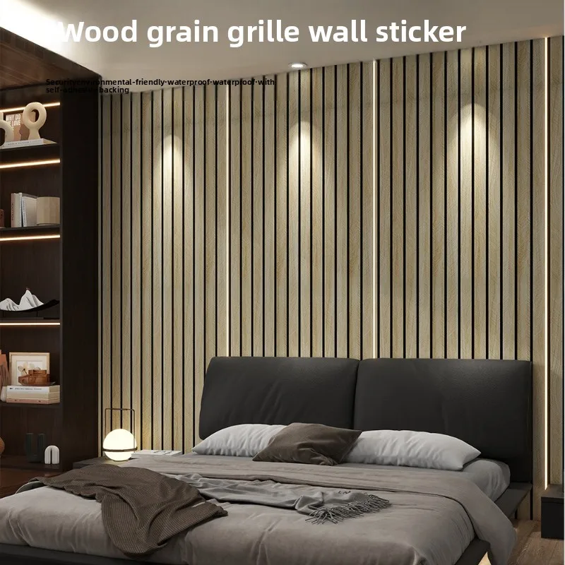 Tapete 3D Streifen Kunstholzmaserung Selbstklebende Wandaufkleber Wohnzimmer Schlafzimmer TV Hintergrund Wanddekoration Home Wallpapers