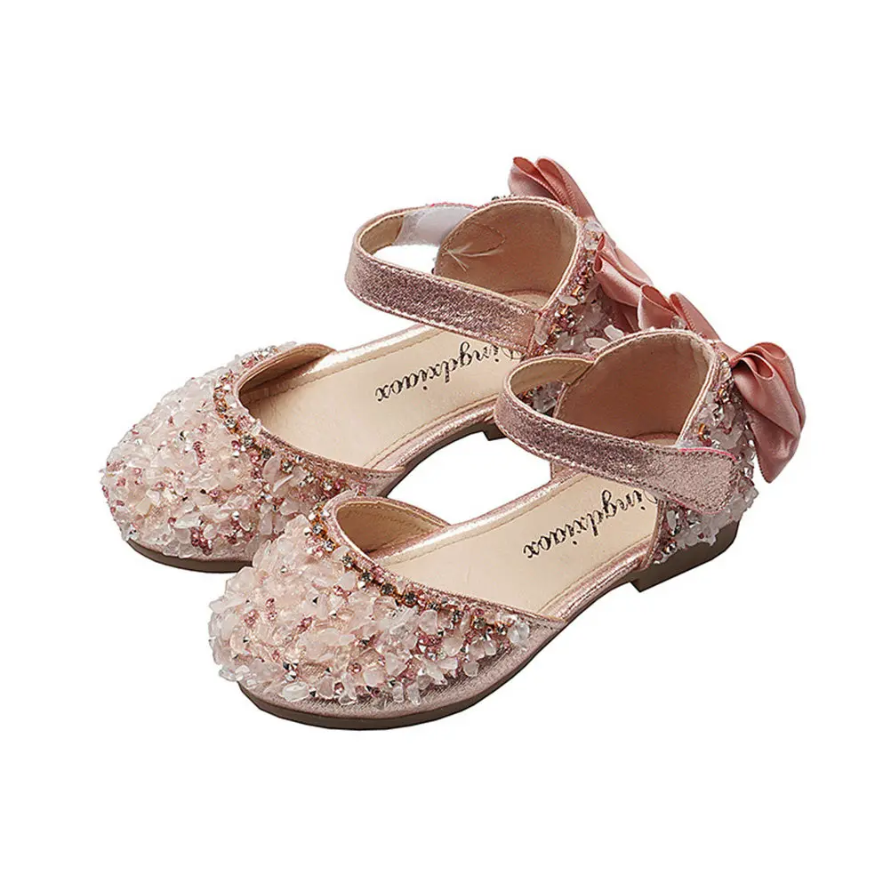 

Rhinestone Princess Sandals Soft-Soled Girls Sandal Pu Party Wedding Festival Wear School Daily Dancing Footwear