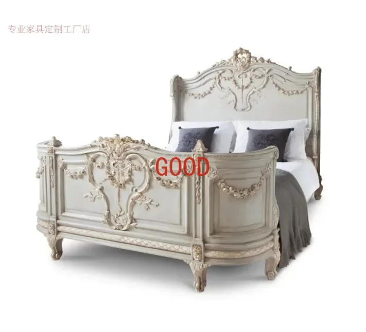 French Style Solid Wood Bed Retro Affordable Luxury Princess Marriage Bed Carved Double Bed