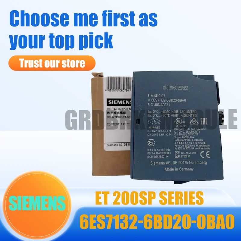 

New Original SIEMENS 6ES7132-6BD20-0BA0 6ES7 132-6BD20-0BA0 ET200SP DQ4×24V Digital Output Module