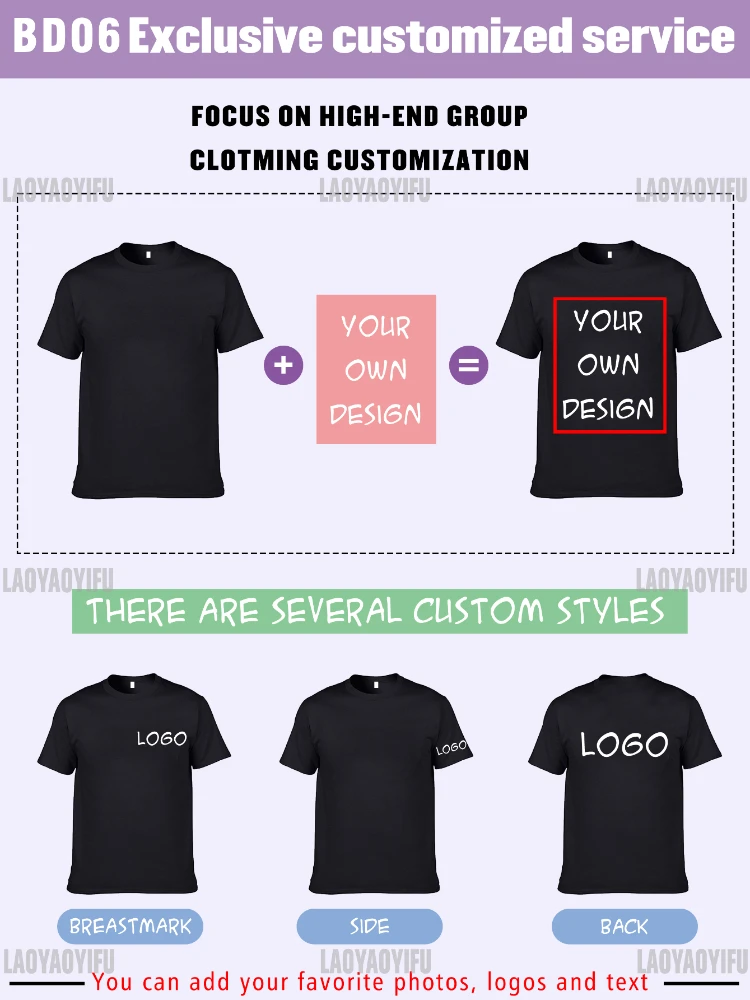 Fashion Custom Tops Customized Printed Breathable Black White T Shirt Harajuku Men Women Tee DIY Your Like Photo or Logo T-shirt