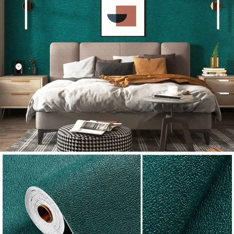 50cmX2.8/10m Linnen 3D Schuim zelfklevende Effen Kleur Verdikte Waterdichte Achtergrond Muur Renovatie behang Muurstickers - afbeelding 1