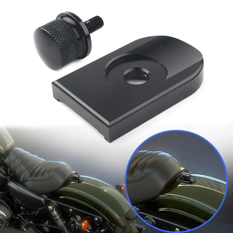 Bracingo Fit For Harley Sportster Touring Softail Dyna CVO Motorcycle Rear Seat Bolt Screw Nut Tab Knob Cover Kit Spacer Pad