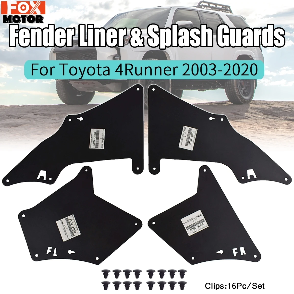 

Mud Flaps Splash Guards Mudflaps Fender Liners Shield Apron Seal For Toyota 4Runner 03 - 20 53735-35150 53736-35150 53886-35020