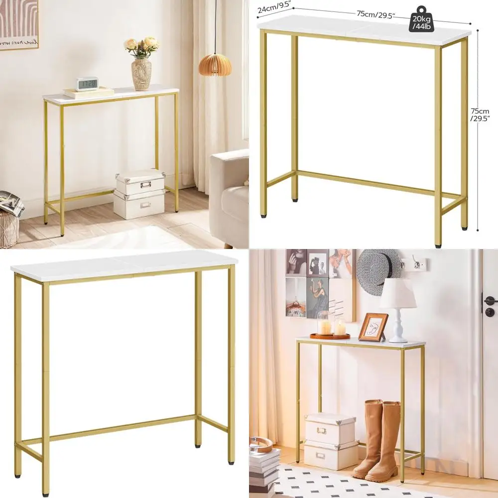 

Тумба-консоль Slim 29.5, золотисто-белая, идеально подходит для небольших помещений, гостиной и спальни, прихожей и фойе DW75XG01