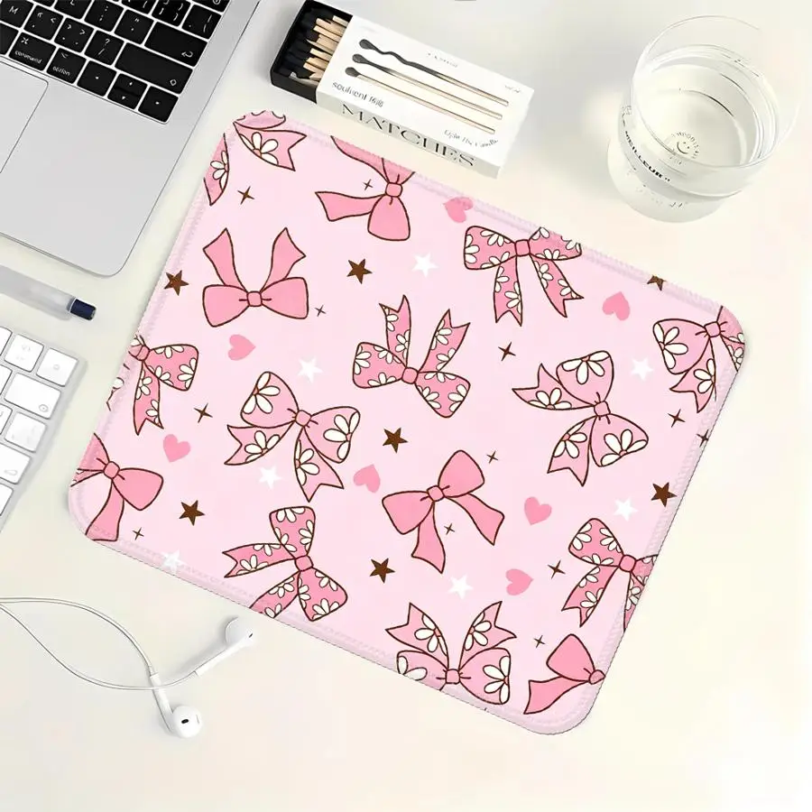 Mouse Pad Game Console Pad office Pad Desk accessories Computer Laptop Pad Keyboard Mouse Pad rubber Pink Bow Tie