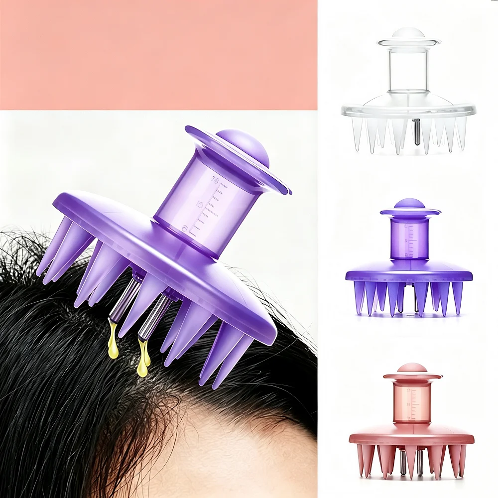 Scalp Applicator Comb Hair Oil Applicator Brush Hair Growth Oil Comb with Silicone Massage Teeth Root Comb Applicator Bottle