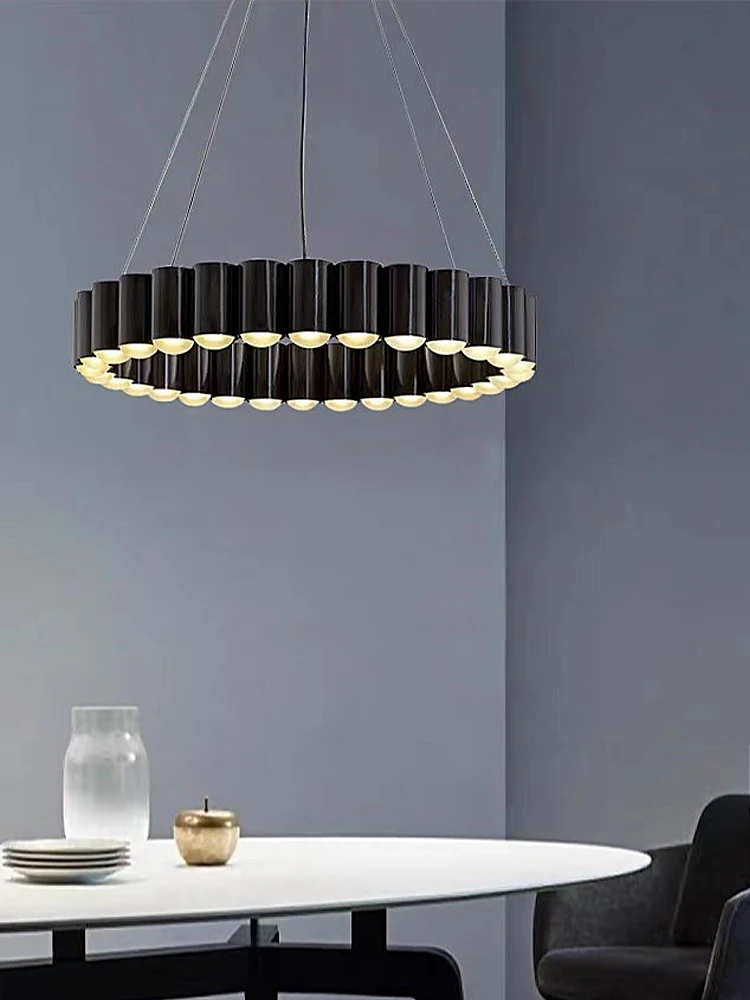 Grands Lustres Ronds à LED au Design Post-Moderne, Lampes Suspendues Européennes pour Plafond, Restaurant, Salon, Art Déco