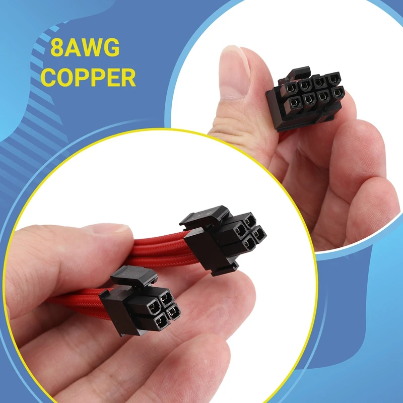 PC 케이스용 편조 익스텐션 케이블 키트, 기본 익스텐션 케이블, ATX 24 핀, PCIE 6 + 2 핀, CPU 4 + 4 핀 포함, 9 인치