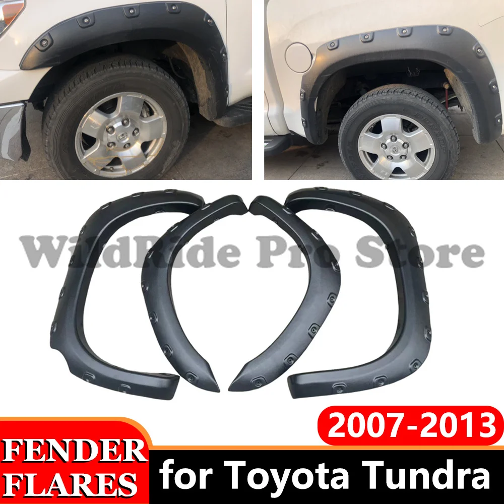 Wheel Arch Flares for Toyota Tundra 2007-2013 Double Cab Fender Flares with Studs Truck Mudguards