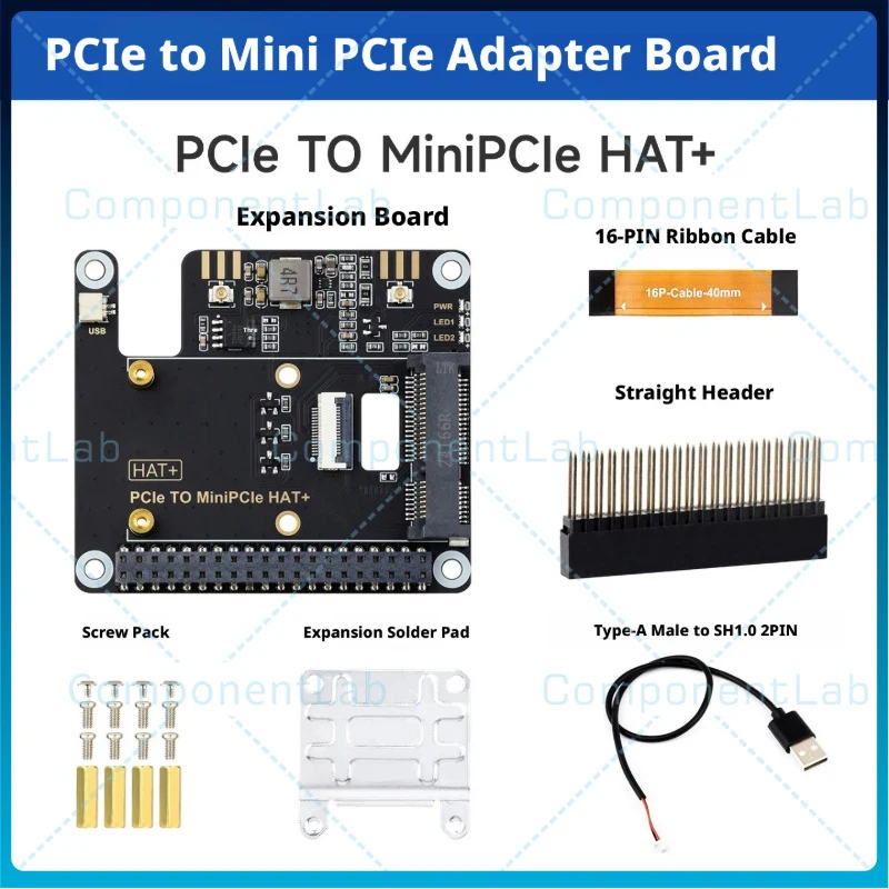 1-5pcs For Raspberry Pi 5 PCIe to MiniPCIe HAT+ Expansion Board Driver-Free Plug & Play for MiniPCIe Wireless NIC/AI Module