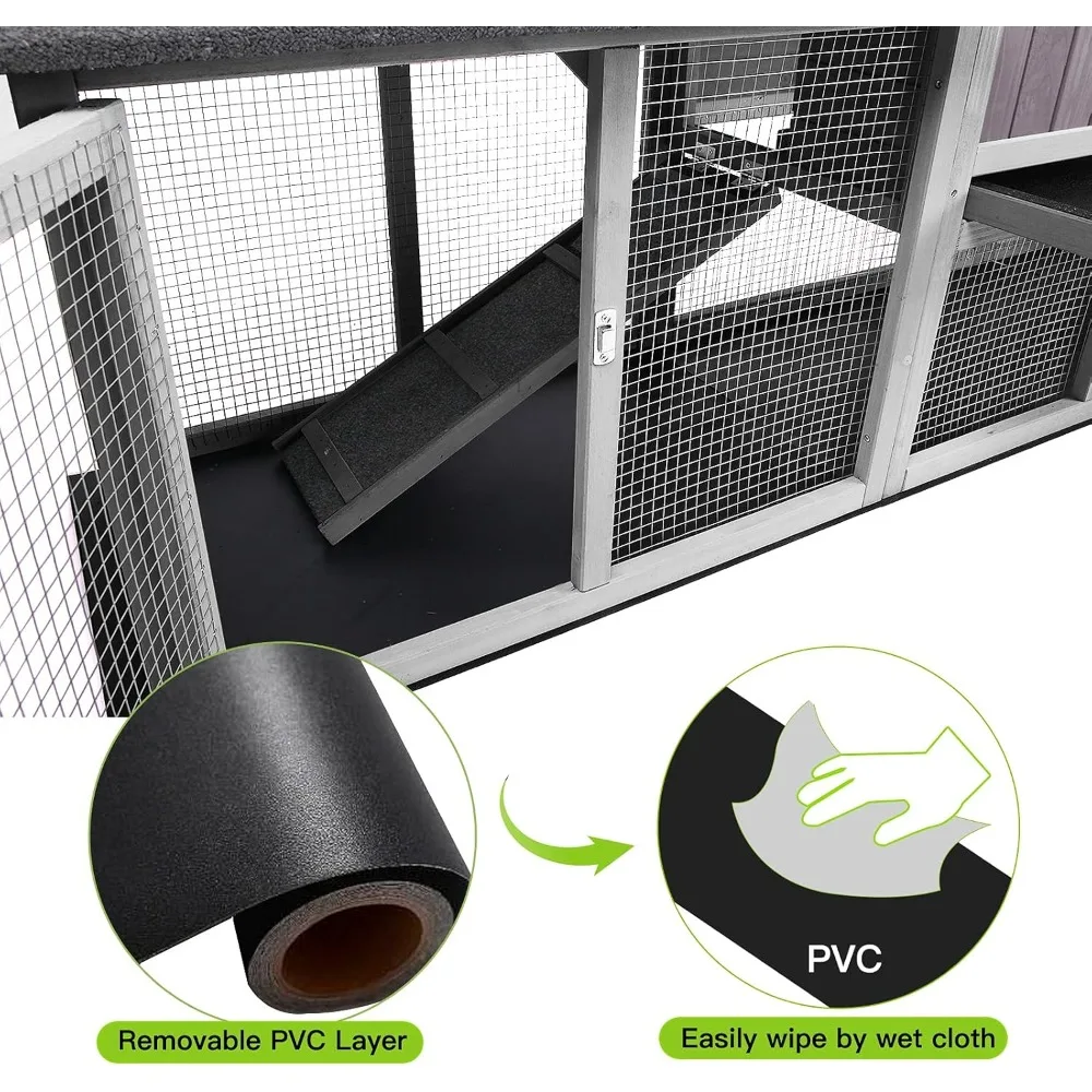 Large Outdoor Rabbit Cage with Removable PVC Floor for Easy Cleaning