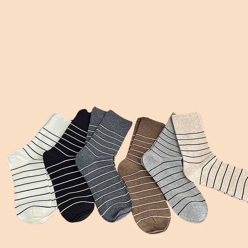 3/6 Pairs 2024 Striped Women Fashion Mid-tube Socks Breathable Comfortable Pure Cotton Simple Versatile Long Tube Stacked Socks