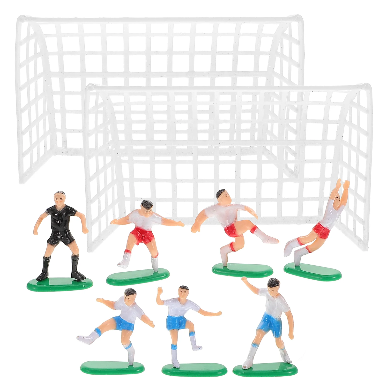 6 Football Cake Topper Set Soccer Player Decor for Boys Birthday Party Non Edible Food Grade Plastic Goals Players Cake