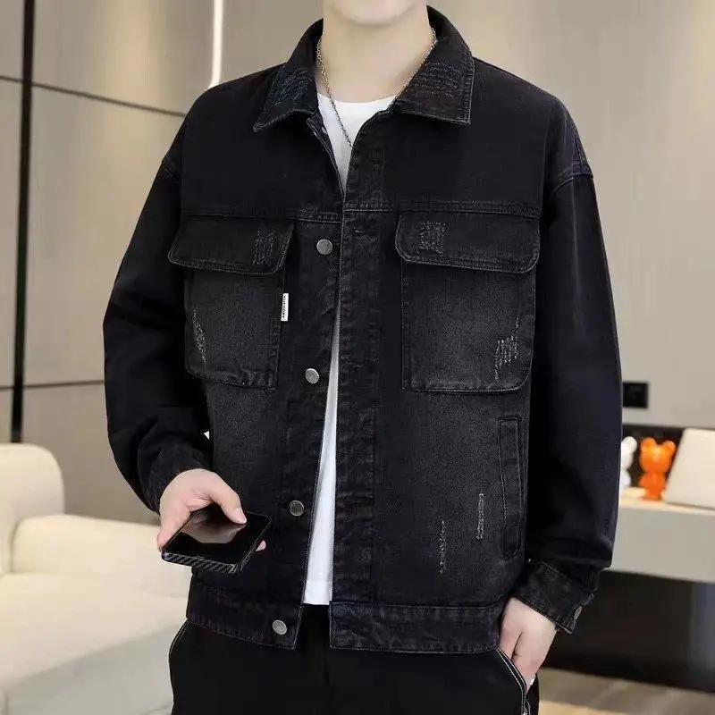 Immagine 4: Giacca di jeans da uomo 2026, nuova collezione primavera autunno, giacca casual con revers per il lavoro