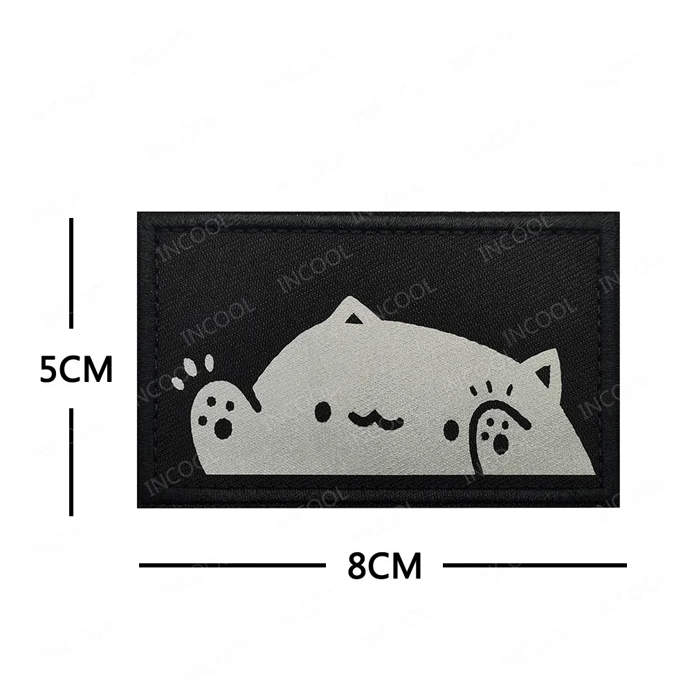 Cartoon Cat Reflective Patches Lovely Cute Kitten Expression PVC Rubber Funny Meow Badge For Backpack Clothing Cap Bag Appliqued