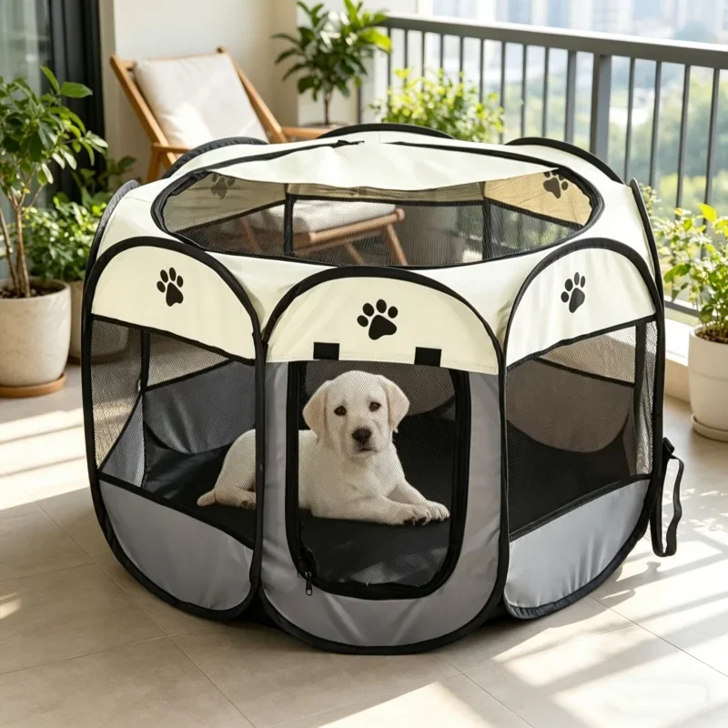 

Octagonal foldable pet kennel detachable fence tent multifunctional shelter for cat dog delivery room indoor outdoor daily use