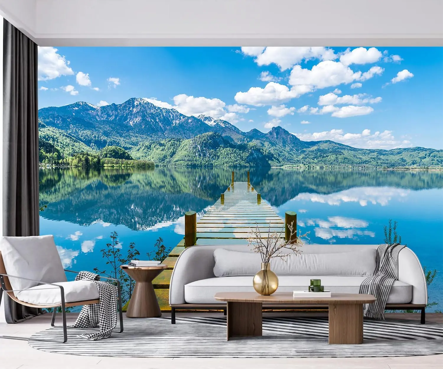 Aesthetic Landscape Tapestry Wall Hanging Boho Nature Decor Mountain Lake View Scenic Art Polyester Print Canvas Wall Decoration