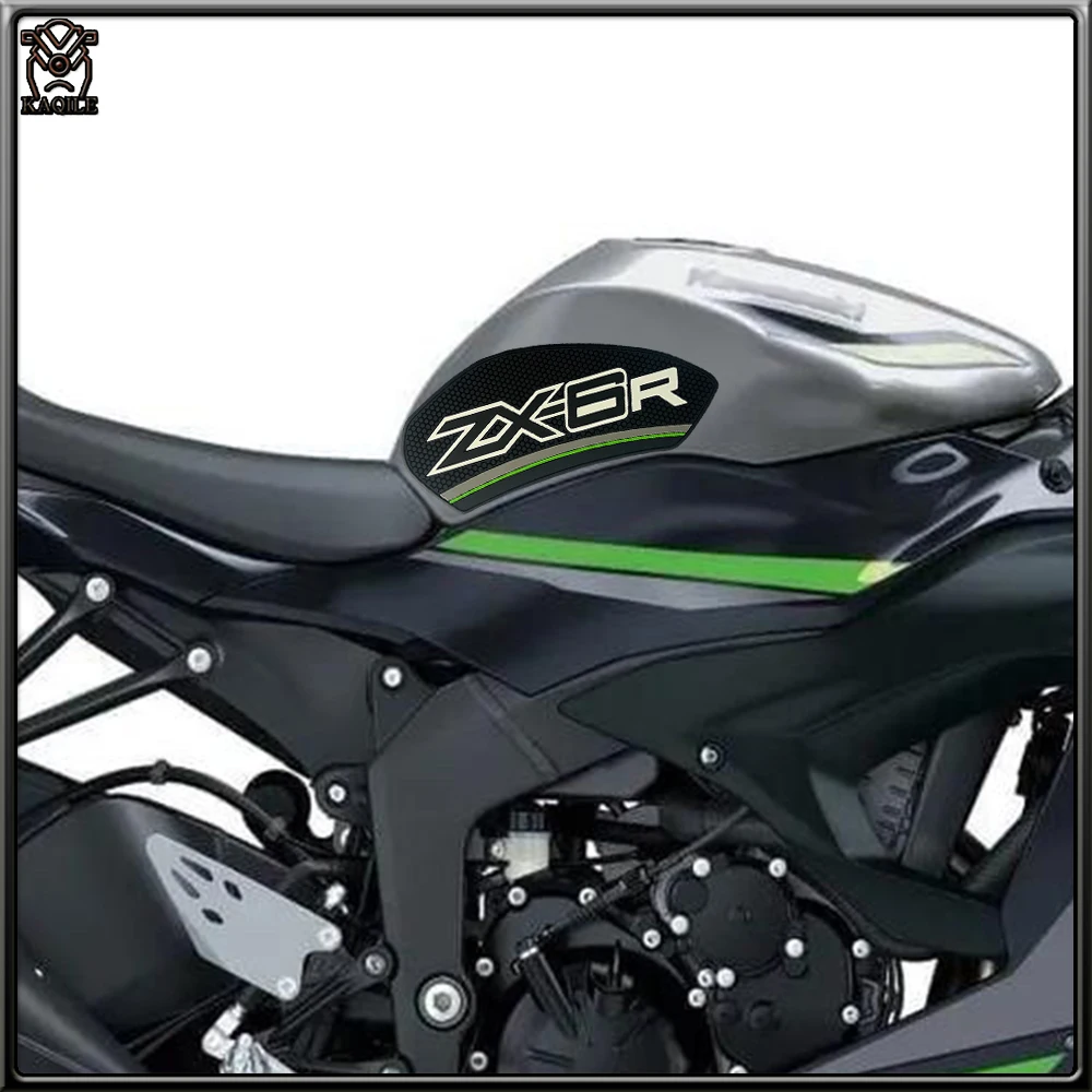 لكاواساكي نينجا ZX6R ZX-6R 2024-دراجة نارية ملصق مكافحة زلة خزان الوقود وسادة ثلاثية الأبعاد الجانب الغاز قبضة الركبة منصات الجر