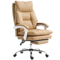 Ergonomic office chair with lumbar support, foldable armrests, footrest, light brown, Ship from EU