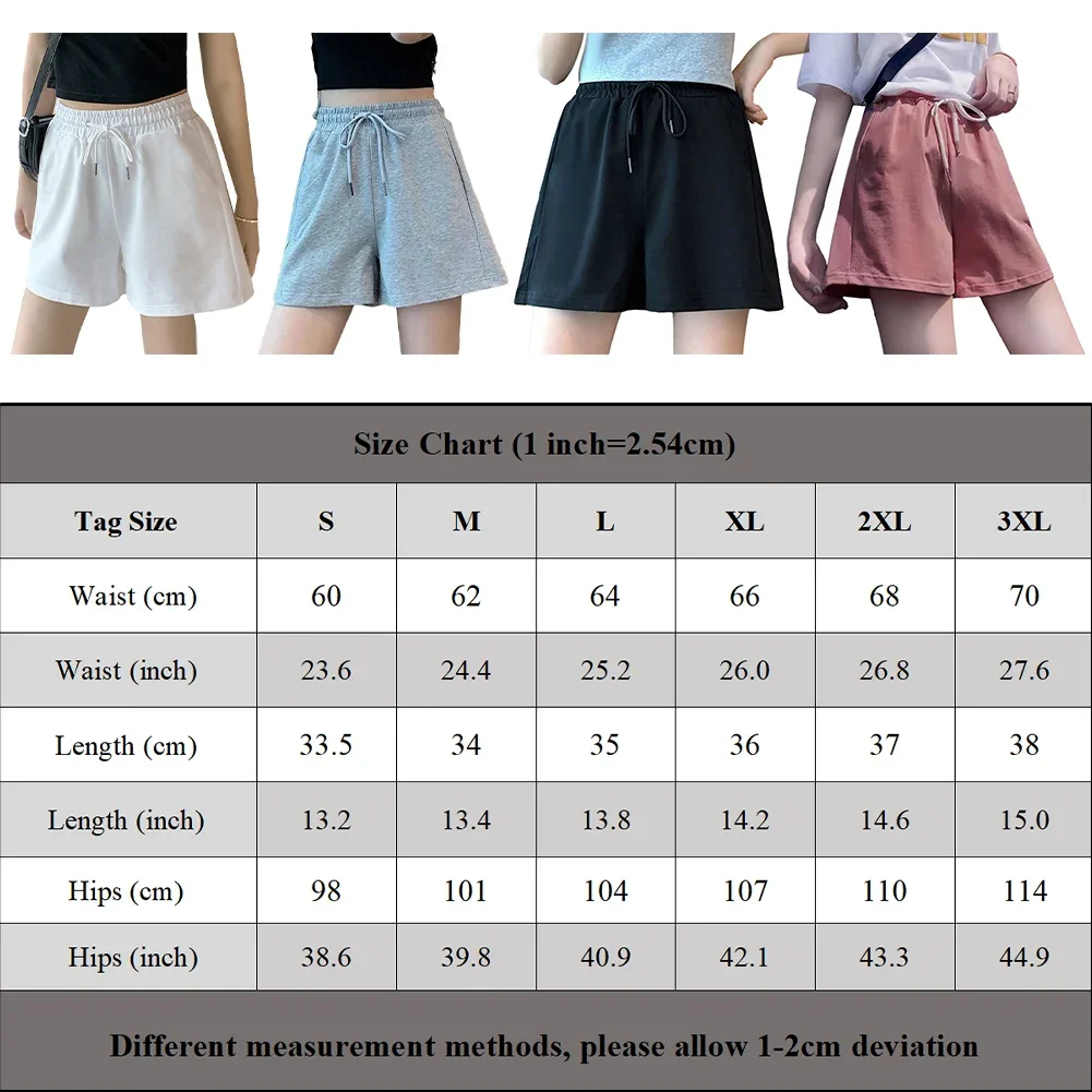 Women Sports Shorts Large Size Adjustable Casual Pants Elastic Waist High-waist Korean Style Loose Slimming S-3XL Shorts
