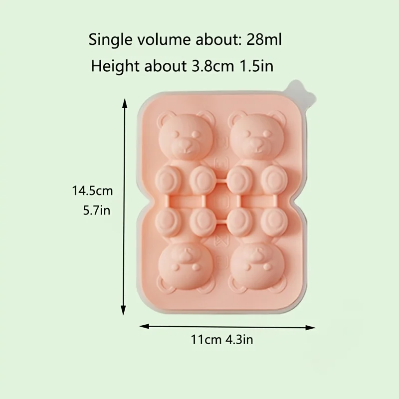 1pcs  adorable teddy bear ice cube making mold adorable bear ice cube tray for making frozen cocktails whiskey coffee