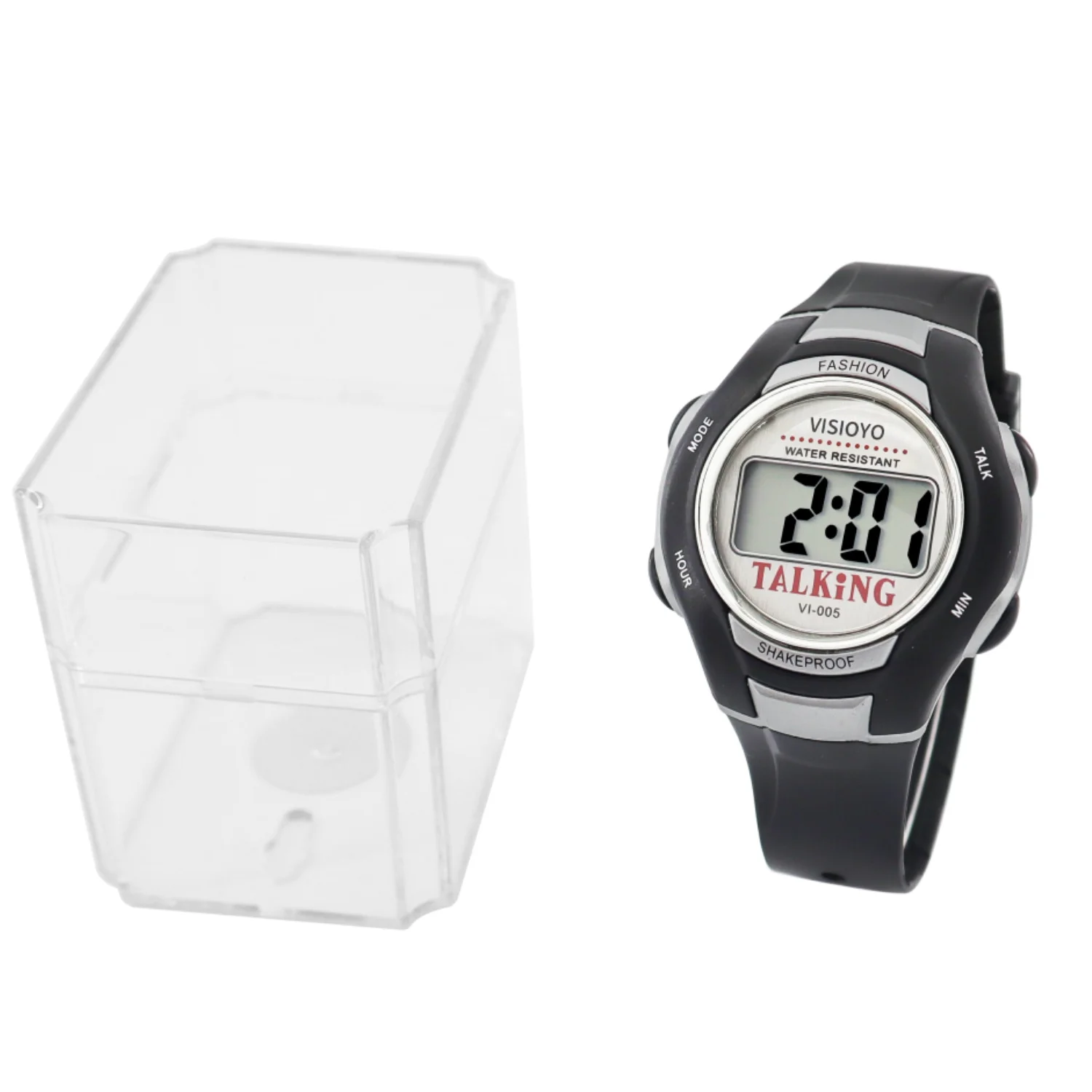 ساعة ناطقة عربية للمكفوفين وضعاف البصر - ساعة إعلان صوتي مع وقت/منبه منطوق، أزرار كبيرة وتشغيل بنزر واحد - مثالية لكبار السن ومستخدمي ضعف البصر VI-005(TA)