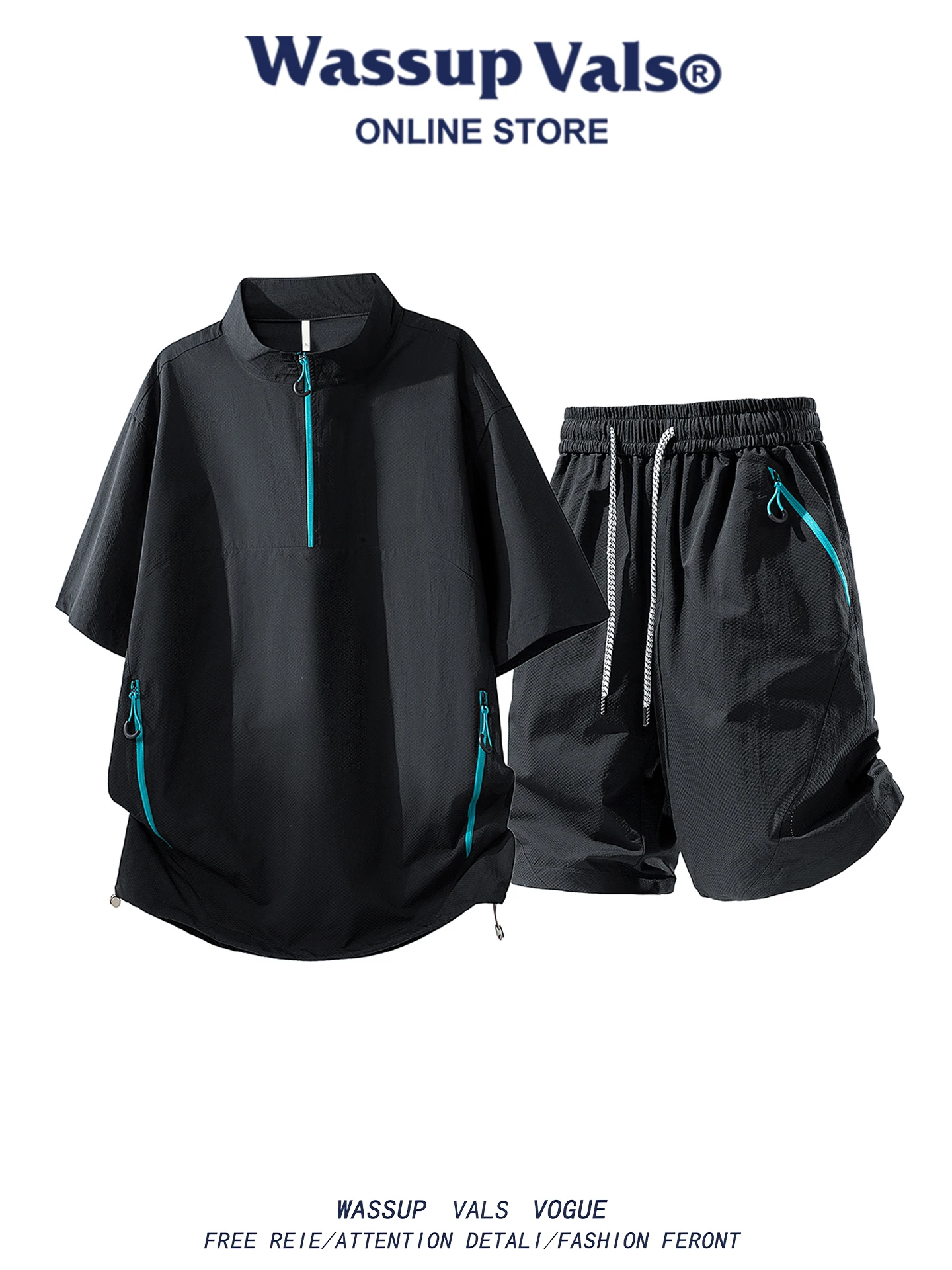 conjunto-deportivo-casual-de-verano-para-hombre-wassup-vals-de-secado-rapido-con-bloques-de-color-y-cuello-alto-de-dos-piezas-de-fibra-de-poliester-y-manga-corta