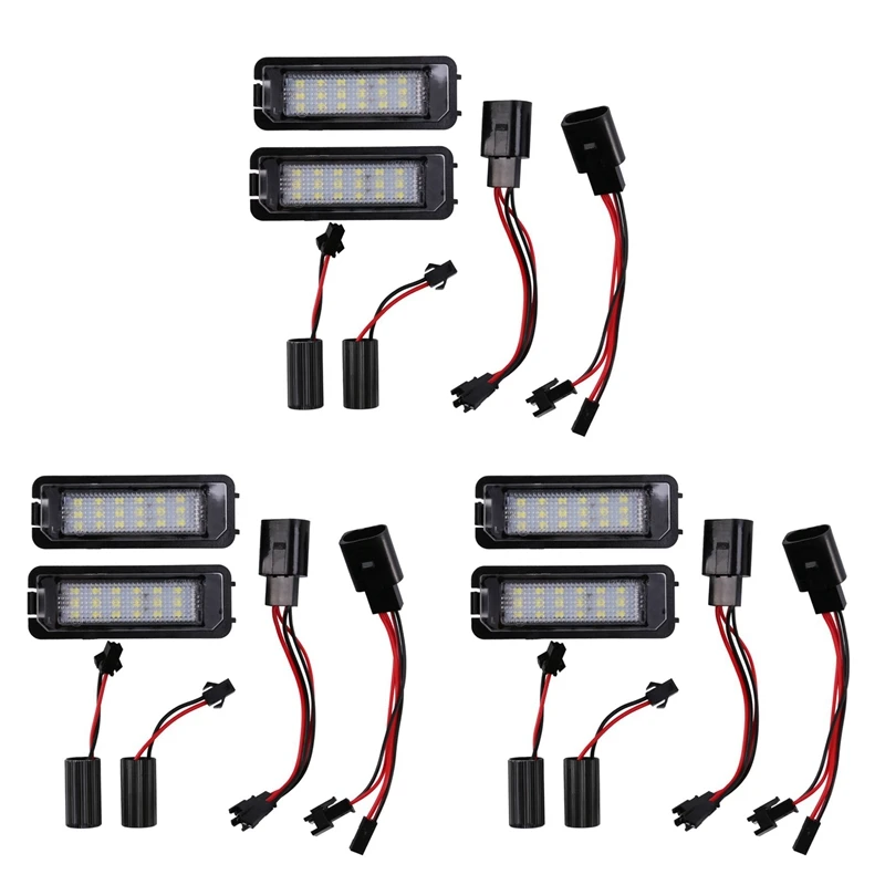 6Pcs 12V Led Number License Plate Light Lamps For Golf 4 5 6 7 Car License Plate Lights Exterior Accessories