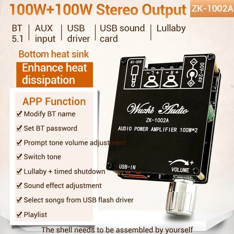 

Y1AD 100W x 2 Bluetooth-compatible 5.1 Stereo Receiver Amplifier Board Module